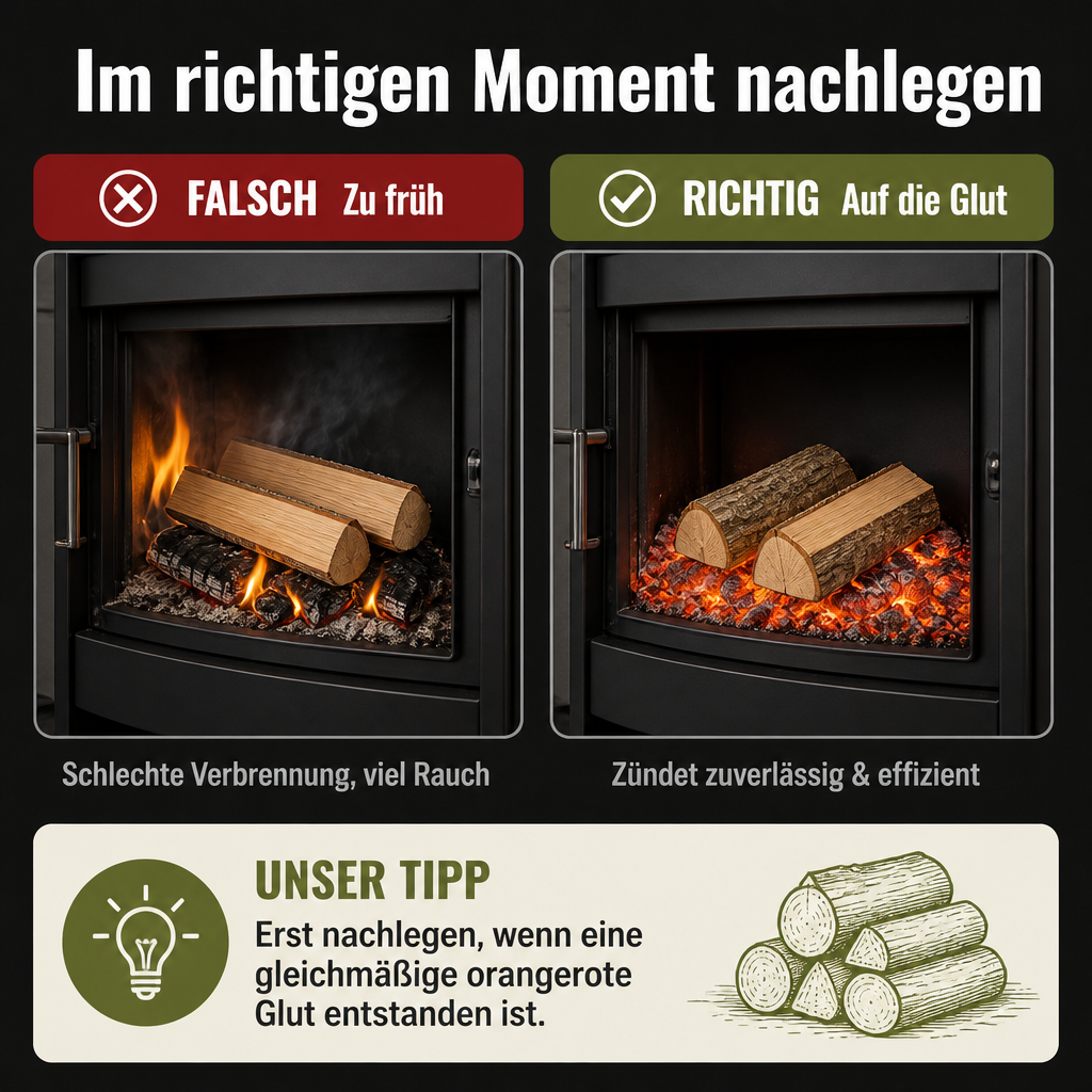 Infografik: Im richtigen Moment nachlegen – falsch vs. richtig